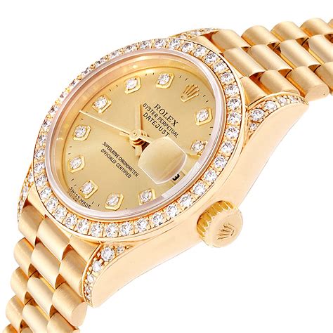 women rolex diamond watch|woman rolex with diamonds.